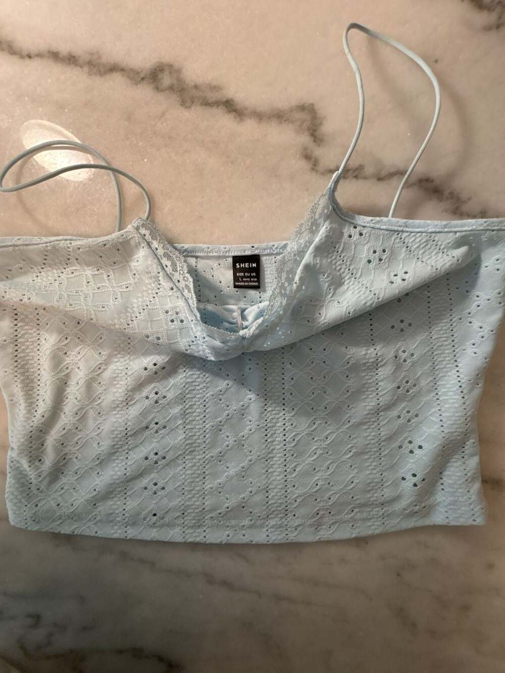 SHEIN Camisole Size L Light Blue Lace Cami Top